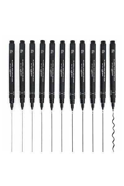 UNİ-BALL Black Uni Ball Pin 0.8 Technical Drawing Pen - 3 Pieces