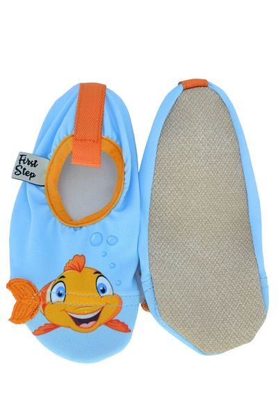 First Step 3D Orange Fish Boy cu talpă anti-alunecare pentru piscină și pantofi de mare-f-9010