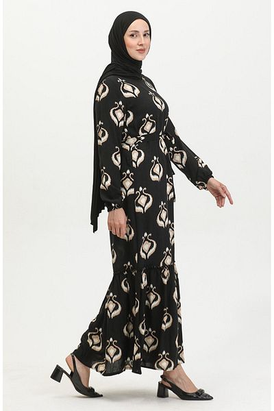 Gelince Alisa Farbalı Belted Viscose Dress