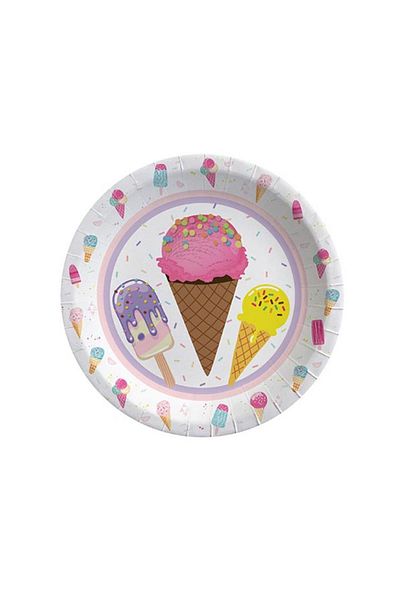aşkın concept Set of 8 Ice Cream Theme Cups and Paper Plates - for Birthday Party