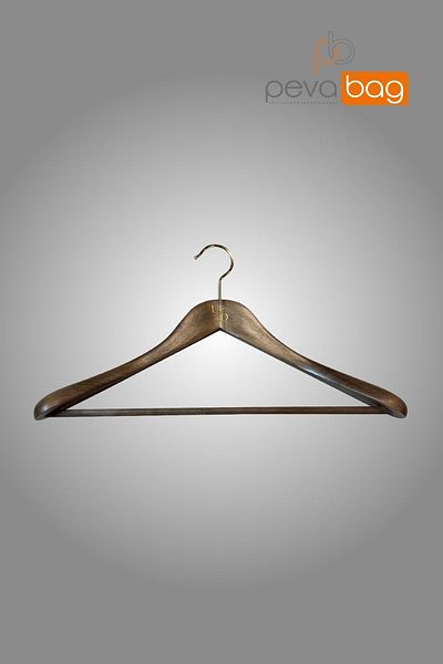 Pevabag Suit Jacket Hanger with Wooden Bar Walnut Color (1 PC)