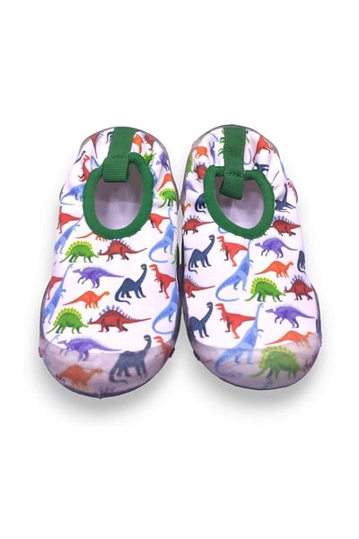 First Step Pantofi de mare cu talpă anti-alunecare pentru băieți cu dungi verzi cu model de dinozaur-F-7000