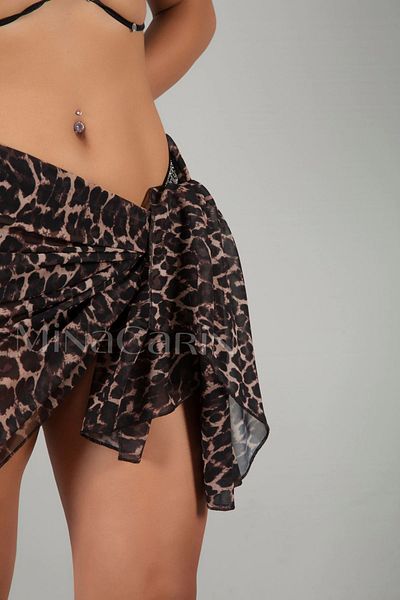 MinaCarin Leopard Tulle Pareo Women's Transparent Waist Tie Women's Beach Dress