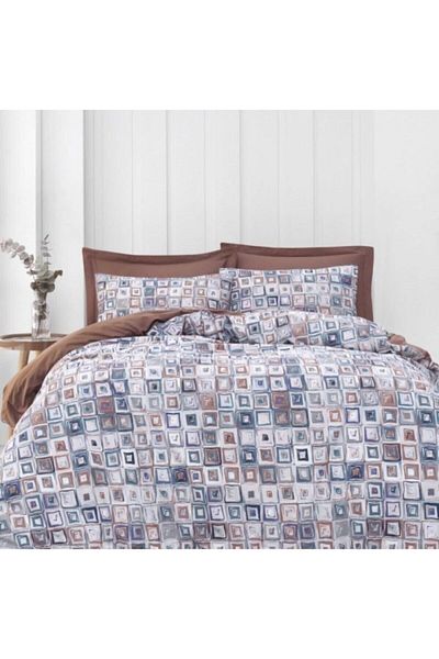 ALTINBAŞAK HOME COLLECTİON Altınbaşak Ranforce Double Duvet Cover Set Martelli On Cinnamon