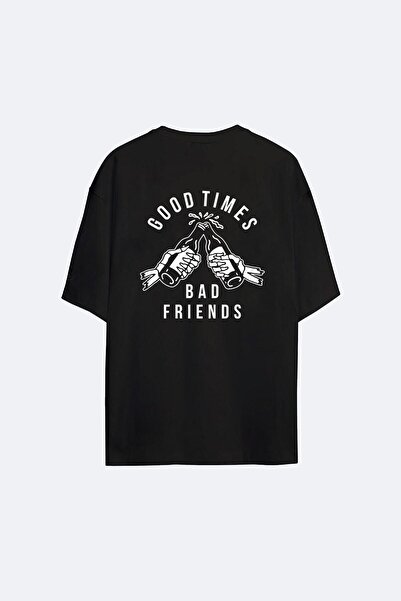 AYYA Tricou negru supradimensionat unisex Good Times