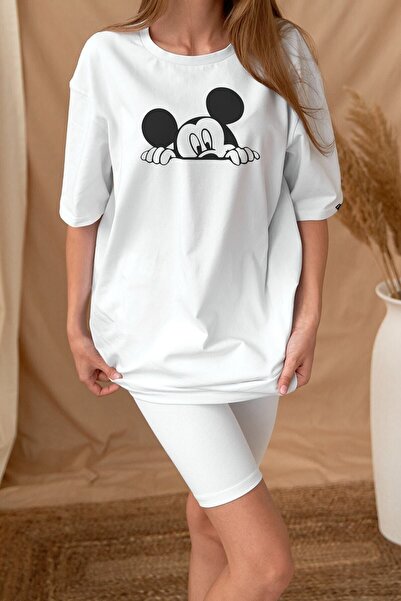 Pasage Λευκό μπλουζάκι Azurco Oversize Mickey με στάμπα