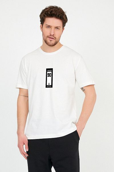 alley Unisex εκρού εμπρός 90's εμπριμέ φαρδιά μπλουζάκι από βαμβακερό μεγάλο μέγεθος