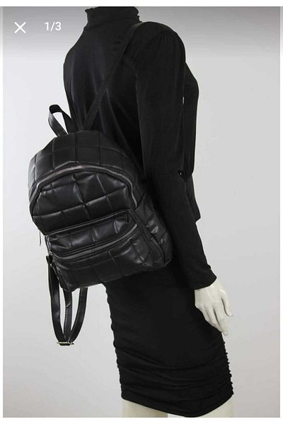 MAC&MOS Women's Black Quilted Column Mini Backpack