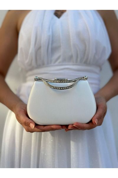 Sh Poly Σατέν Sedef Γυναικείο βραδινό φόρεμα Clutch - Chain Strap Hand Wedding and Engagement Night Shoulder Bag