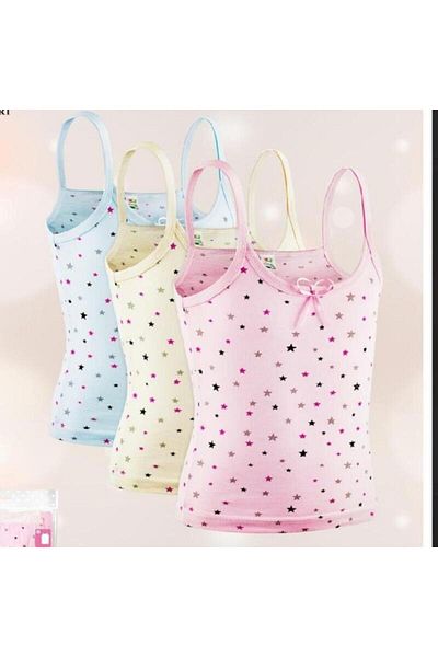 skycott Girl's Cotton Thin Rope Strap Star Printed Athlete 3 Pack Color