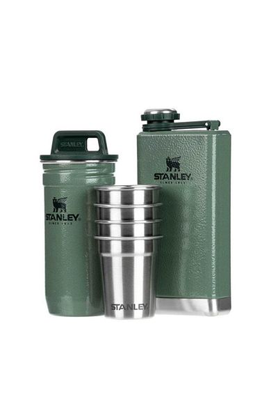 Stanley Adventure Steel Shot Gray Glass and Green Flask Set