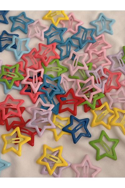 Planet Butik 6-Piece Star Snap Clasp Y2K Star Style (Colorful)