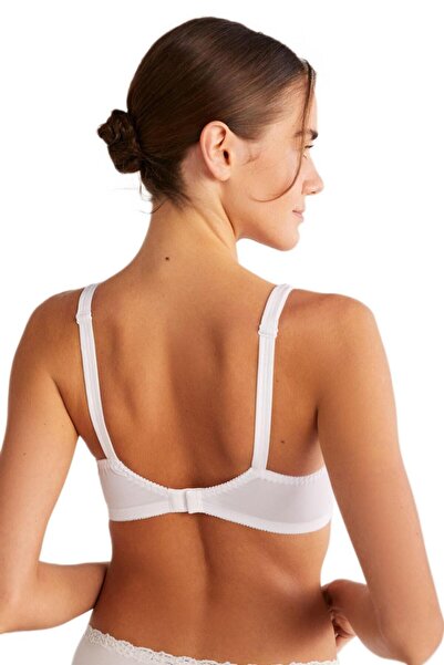 Kom Rosenna Comfortable White Bra - Strappy and Gathering