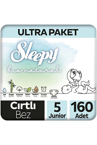 Sleepy Bio Natural Ultra Paket Bebek Bezi 5 Numara Junior 160 Adet