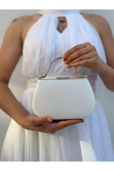Sh Poly Σατέν Sedef Γυναικείο βραδινό φόρεμα Clutch - Chain Strap Hand Wedding and Engagement Night Shoulder Bag
