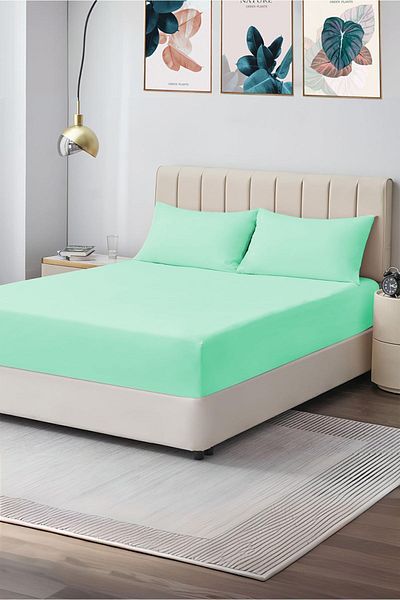 CASPARA Battal 180x200 Elastic Mint Double Sheet Set - 2 Pillowcases