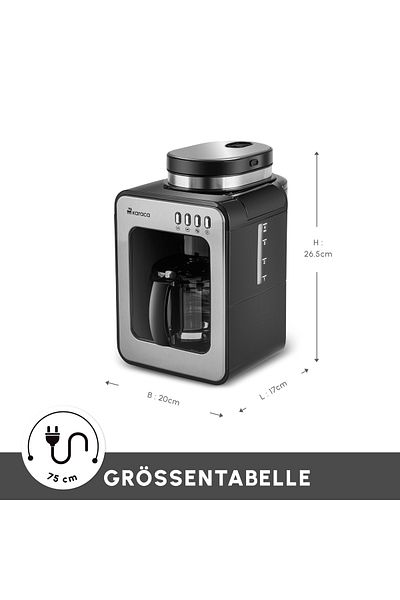 Karaca Grindmaestro Filter-Kaffeemaschine mit eingebauter Kaffeemühle, Inox