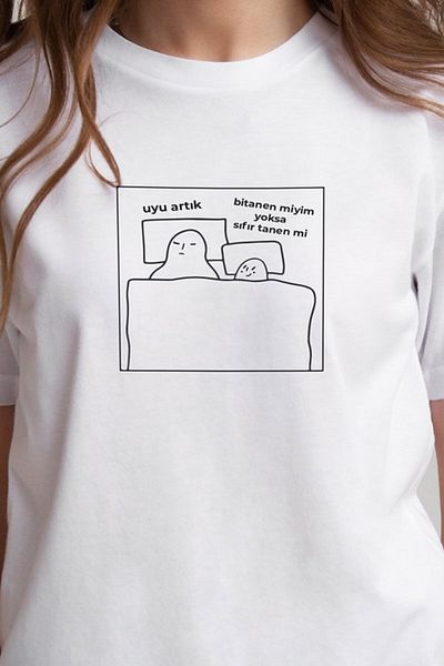 STUFF İSTANBUL Sleep Now Funny Quote Εκτυπωμένο Unisex λευκό μπλουζάκι δώρου
