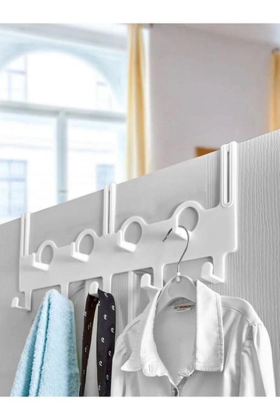 ORSA HOME 079 2 τμχ Λευκό Πρακτική κρεμάστρα πόρτας με 9 γάντζους