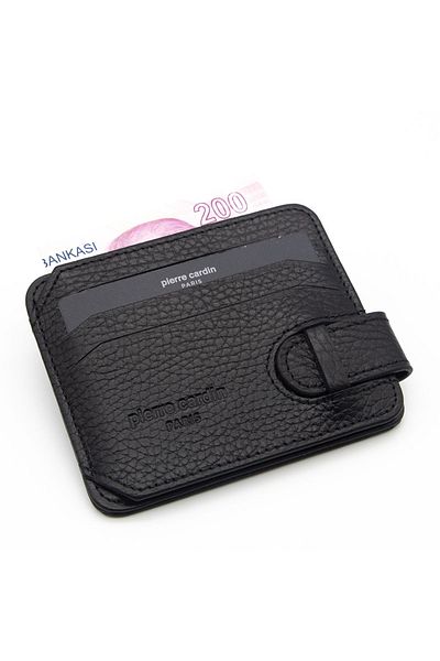 Pierre Cardin Black Unisex Floater Leather Card Holder - 0510a41