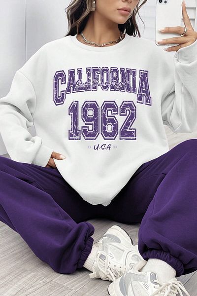 MODAGEN Set de trening unisex violet-alb cu imprimeu California