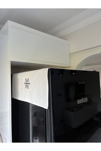 Hanles White Snowflake Embroidered Refrigerator and Freezer Cover