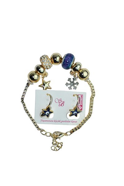 artı bir bodrum Star Pattern Bracelet and Earring Set
