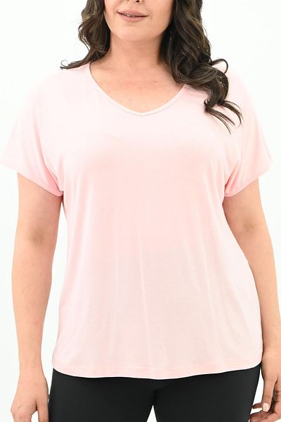 Koza Butik Γυναικείο μπλουζάκι με λαιμόκοψη V Plus Size - 1486-23