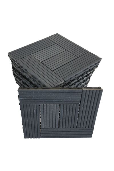 safirkom Kompozit Ahşap Zemin Klik (GEÇME) Sistem Karo Deck Yer Döşemesi 1 M2 (11 ADET KARO) Antrasit Dönence