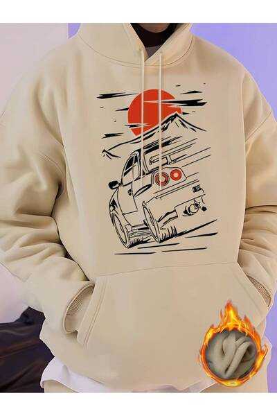 NoVibe سويت شيرت شتوي كبير الحجم للجنسين - 3 خيوط، 100% قطن، غطاء رأس، مطبوع ...