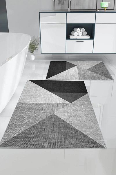 MARSA Olivia 2-Piece Bath Mat Set - Digital Print, Washable Non-Slip Base, 60x100-50x80