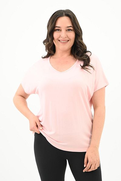 Koza Butik Γυναικείο μπλουζάκι με λαιμόκοψη V Plus Size - 1486-23