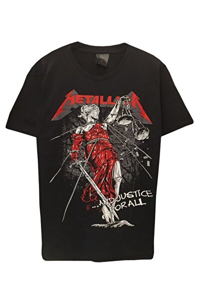 Olympus plus Unisex Rock Müzik Metallıca Baskılı Füme Tişört