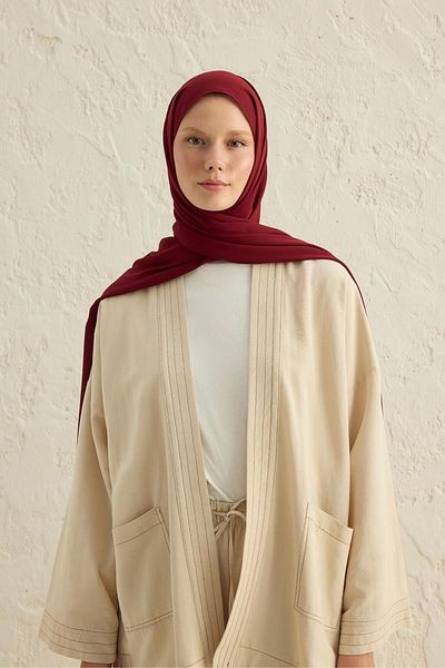 Qef Burgundy Daily Crepe Shawl