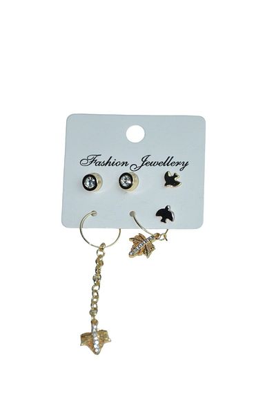 artı bir bodrum Earring Set with Stones and Stars