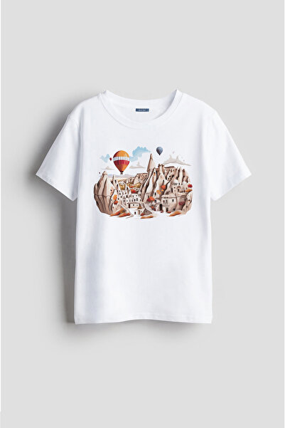 Darkia تي شيرت للأطفال مطبوع بنمط كابادوكيا للجنسين