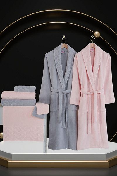 Zeynep Tekstil Nurpak Hazal 8 Piece Family Bathrobe Set - Boxed