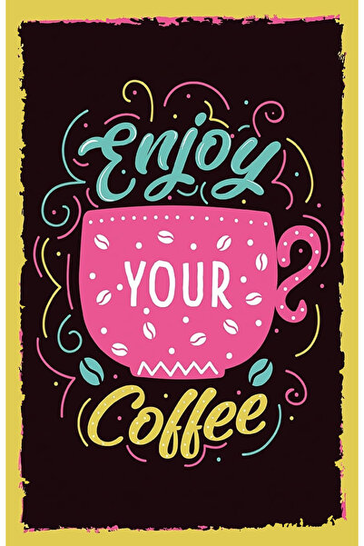 hediyeniburadabul Poster din lemn cu design ceai și cafea