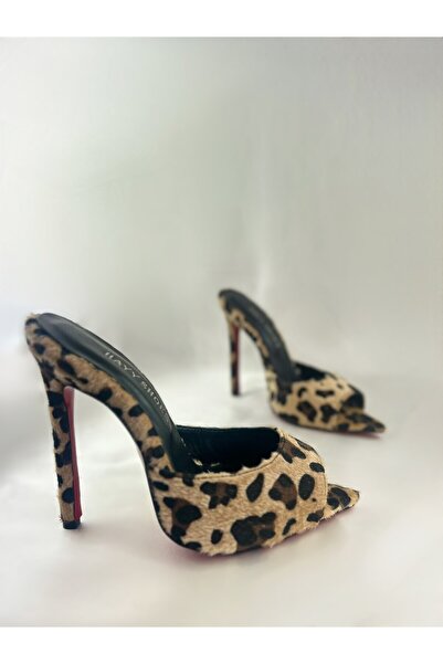 HAYYSHOES LEOPAR TÜYLÜ HAKİKİ DERİ ASTARLI KAPLAMA TOPUK AYNALI JÜRDAN TOPUKL...