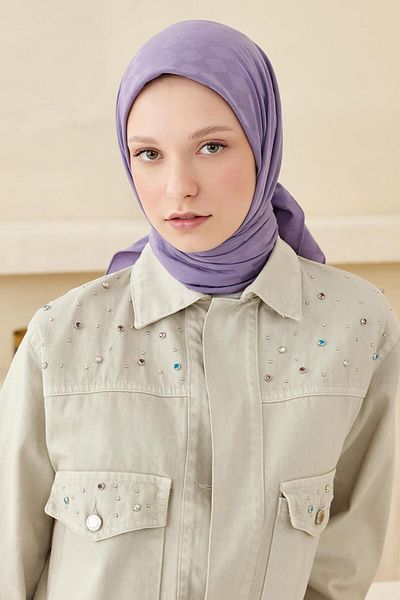 Qef Daisy Pattern Modal Jacquard Scarf Lilac