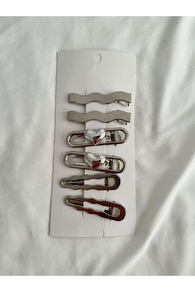 Planet Butik 6-Piece Heart Wave Metal Buckle Set