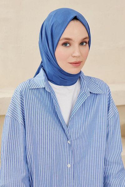 Qef Dama Pattern Modal Jacquard Shawl Blue