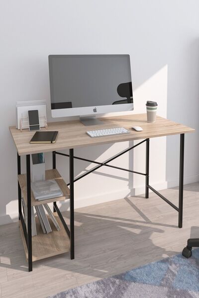 Pratico Rimi Kahverengi Metal Çalışma 2 Raflı Atlantik Çam Ofis Laptop Bilgis...