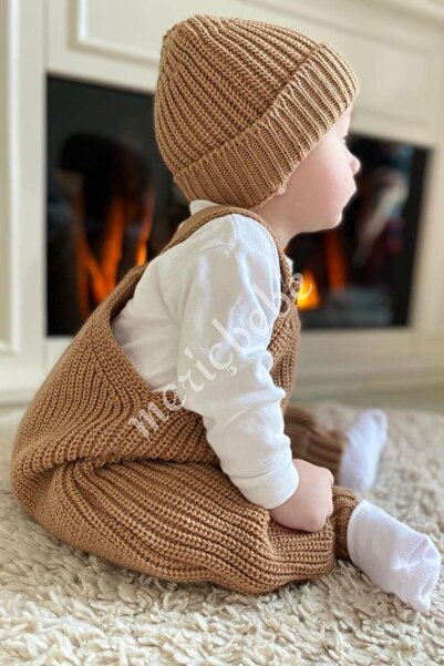 Meriç bebe Baby Girl&Boy Pocket Detailed Thessaloniki Knitted Hat with Adjustable Straps