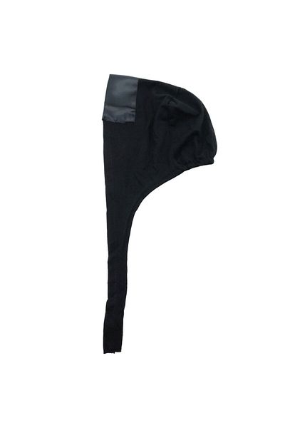 PAKER GİYİM Black Satin Hijab Bonnet - Women's Combed Cotton with Lace-up on the Forehead