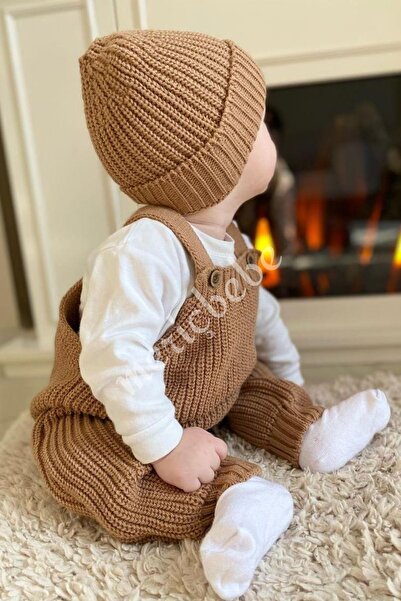 Meriç bebe Baby Girl&Boy Pocket Detailed Thessaloniki Knitted Hat with Adjustable Straps