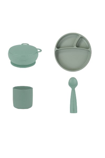 OiOi River Green Plate Bowl Cup Spoon Nutrition Set