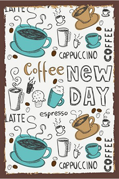 hediyeniburadabul Ξύλινη αφίσα με σχέδιο για τσάι και καφέ