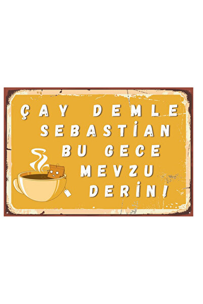 hediyeniburadabul Poster din lemn cu design ceai și cafea
