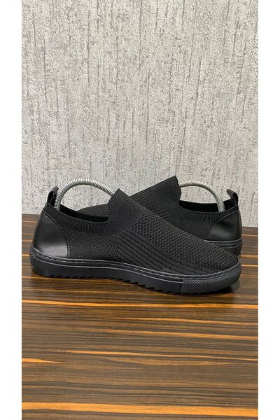 DECİSİVE STORE Orthopedic Knitwear Sneaker - Comfortable, Laceless, Black, White, Cream Non-Slip Sole